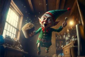 Un lutin jetant des choses